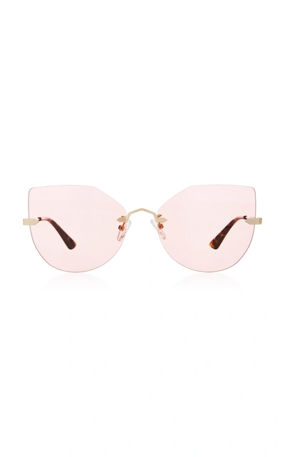 Mcq By Alexander Mcqueen Cat-eye Gold-tone Metal Sunglasses In Pink