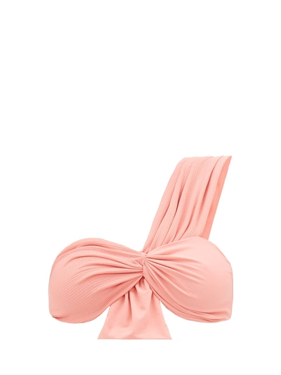 Marysia Venice One Shoulder Bow Bikini Top In Pink