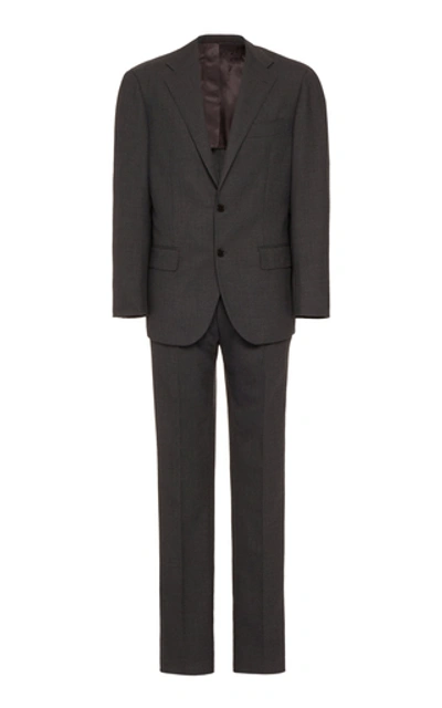 Ring Jacket Single-breasted Wool Suit In Grey