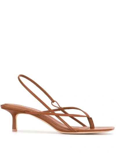 Studio Amelia Leather Slingback Sandals In Brown