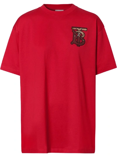Burberry Monogram Motif Cotton Oversized T-shirt In Red