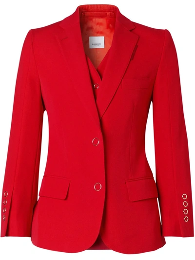 Burberry Waistcoat Panel Wool Tailored Jacket In Bright Red