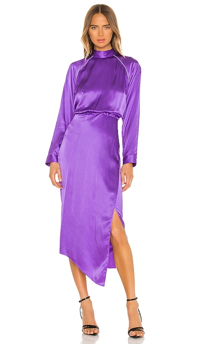 Michelle Mason Raglan Dress With Crystal Trim In Grape