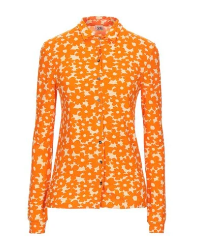 Siyu Floral Shirts & Blouses In Orange