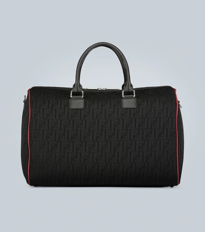 Fendi Men's Ff Logo Leather-trim Duffel Bag In Black