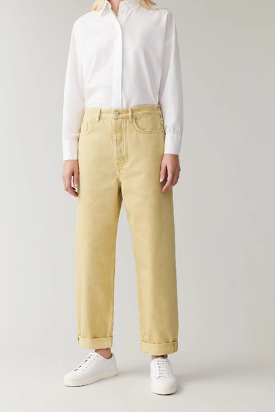 Cos High-waisted Organic Cotton Tapered Jeans In Yellow