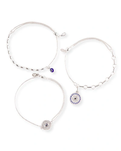 Alex And Ani Evil Eye Bracelets, Set Of 3, Silver