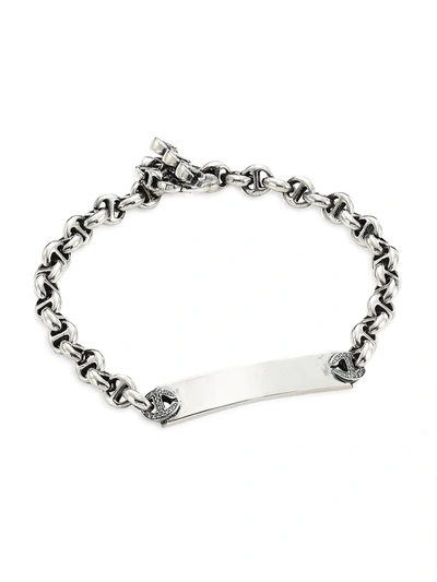 Hoorsenbuhs Men's Open-link Sterling Silver & Diamond Monogram Bracelet