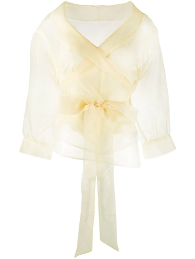 Baum Und Pferdgarten Dance Milou Tulle Wrap Organza Blouse In Vanilla Custard