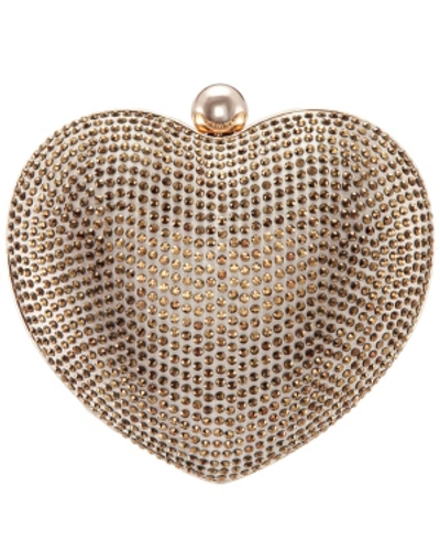 Nina Amorie Crystal Embellished Heart Minaudiere Clutch In Gold