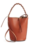 Loewe Gate Leather Bucket Bag In Rust