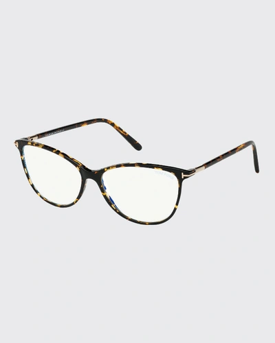 Tom Ford Women's Cat Eye Blue Light Glasses, 54mm In Havana