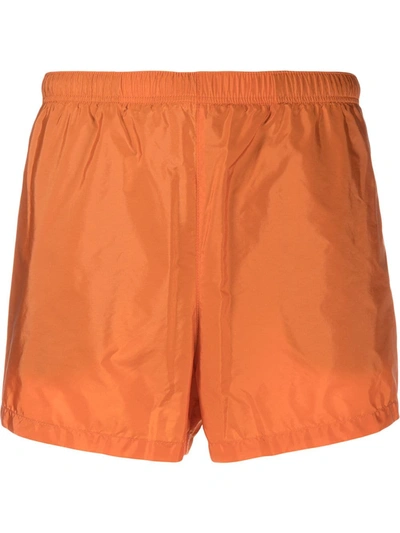 Prada Satin Swimming Trunks In Orange
