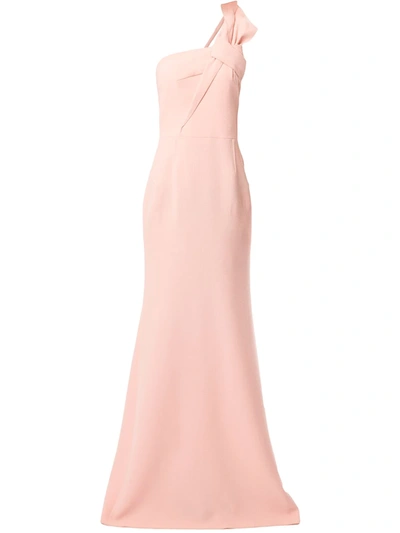 Roland Mouret Gosford Asymmetric Wool-crepe Gown In Pink
