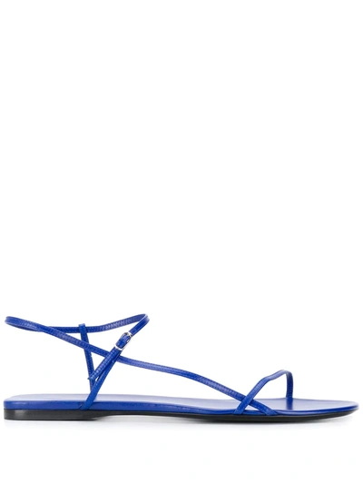 The Row Flach Flat Strappy Sandals In Blue