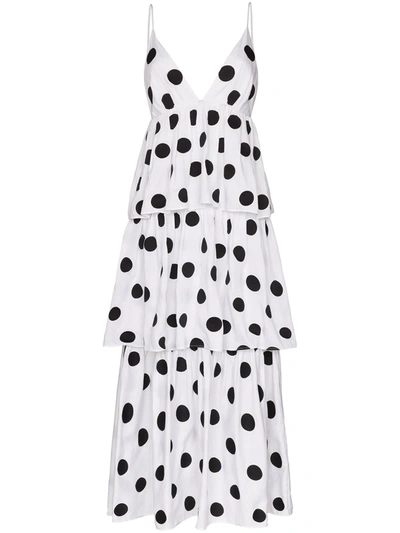 Mara Hoffman Net Sustain Bari Tiered Polka-dot Organic Cotton-voile Maxi Dress In Blk/wht