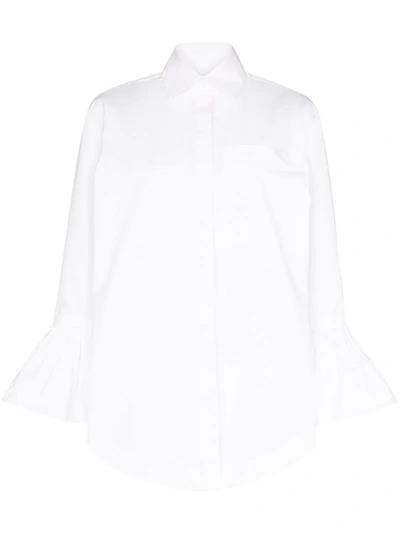 Valentino Feather-trimmed Cotton-poplin Shirt In White