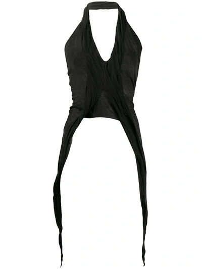 Rick Owens Wishbone Draped Jersey Halterneck Top In Black