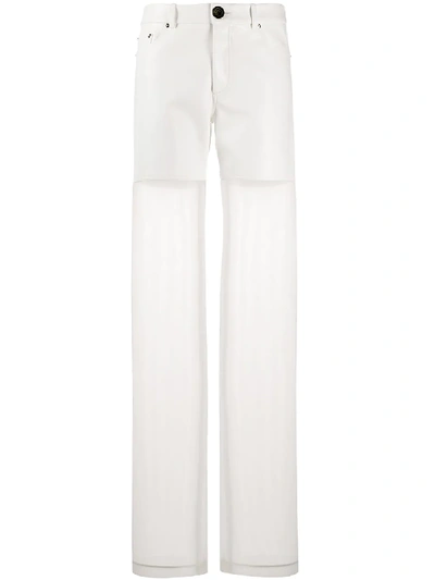 Peter Do Paneled Faux Leather And Organza Straight-leg Pants In White