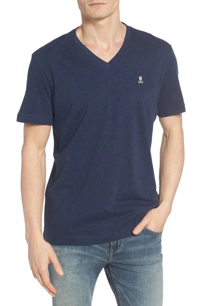 Psycho Bunny Classic V-neck Lounge Tee In Heather Navy