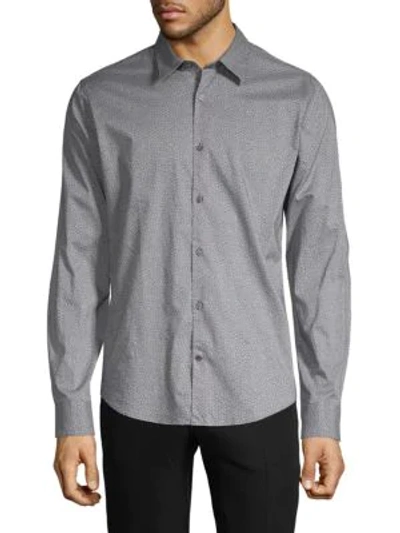 John Varvatos Printed Long-sleeve Shirt In Grey