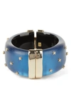 Alexis Bittar Large Studded Lucite Hinge Bracelet In Pacific