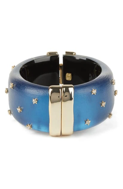 Alexis Bittar Large Studded Lucite Hinge Bracelet In Pacific