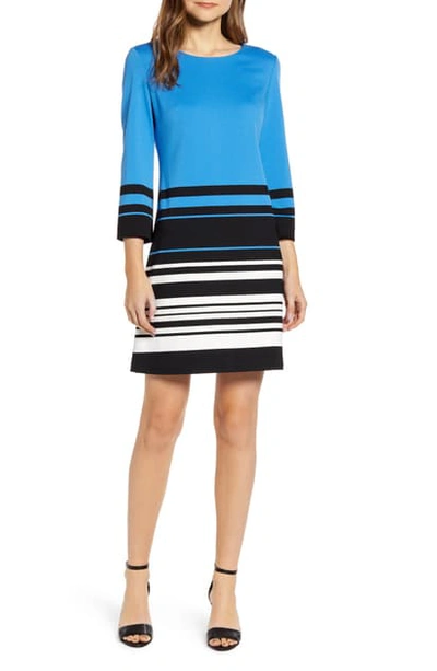 Karl Lagerfeld Color-blocked Striped Sheath Dress In Normandy Blue Multi