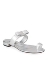 Ferragamo Women's Louisa Toe Ring Slide Sandals In Silver