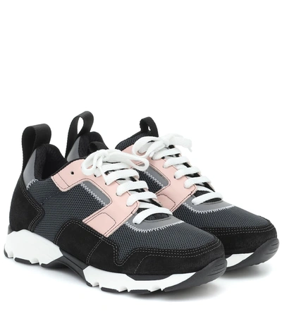 Marni Suede And Mesh Sneakers In Black