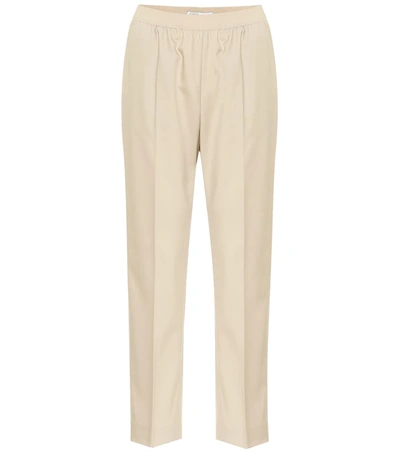 Agnona High-rise Straight Wool Pants In Beige