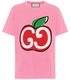 Gucci Gg Apple Logo Cotton T-shirt In Pink