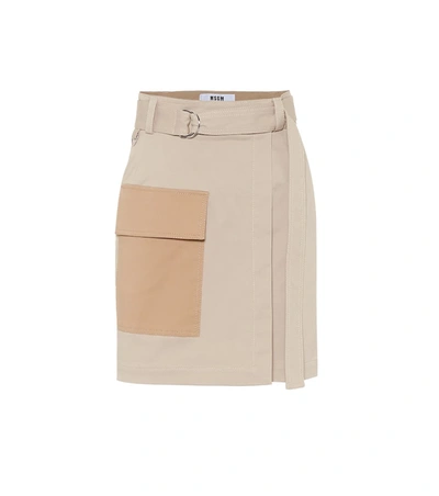 Msgm Stretch-cotton Miniskirt In Beige