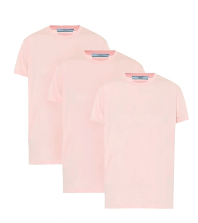 Prada Set Of 3 Cotton T-shirts In Pink