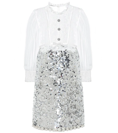 Miu Miu Embellished Minidress In Silver