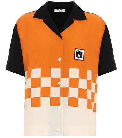 Miu Miu Checkerboard Shirt In Orange