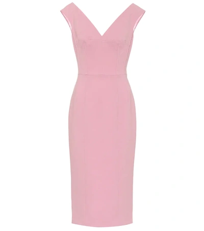 Dolce & Gabbana V-neck Sleeveless Crepe Sheath Dress In Pink