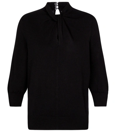 Erdem Rumer Twisted-neckline Cashmere-blend Sweater In Black