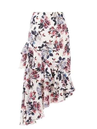 Erdem Antoinette Asymmetric Floral Silk-crepe Skirt In Rose Blossom