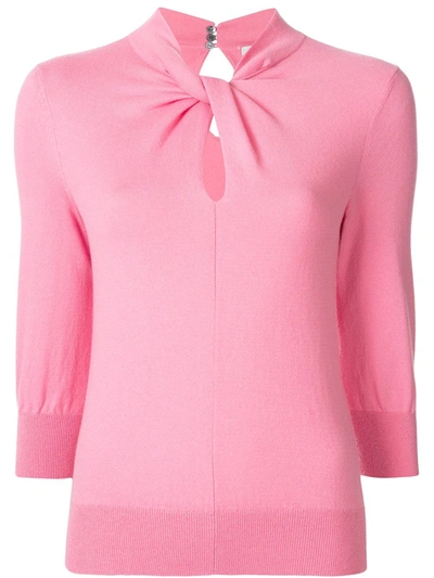 Erdem Rumer Twisted-neckline Cashmere-blend Jumper In Pink