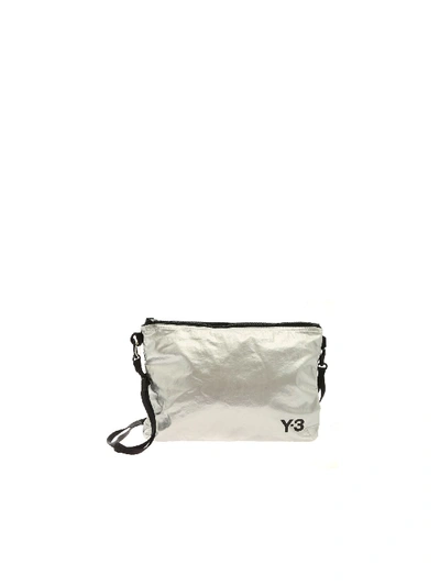 Y-3 Mesh Details Clutch Bag In Silver
