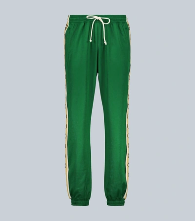 Gucci Gg-jacquard Side-stripe Technical Trackpants In Green