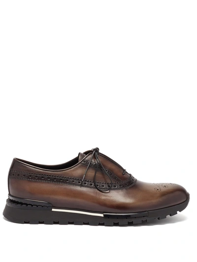 Berluti Fast Track Scritto Leather Sneakers In Black