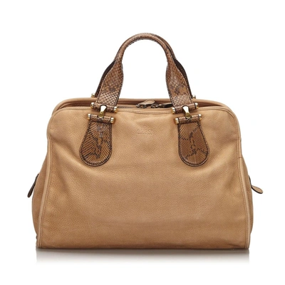 Pre-owned Gucci Nubuck Twice Handbag In Neutrals