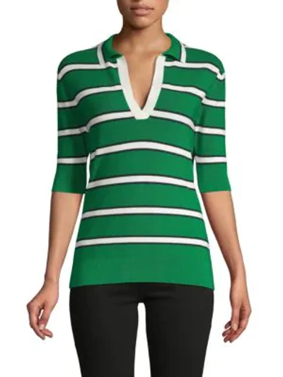 Barbara Lohmann Wool & Silk-blend Stripe Polo In Green