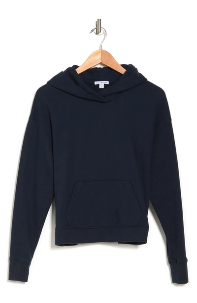 James Perse Relaxed Cropped Hoodie In Deep Blue