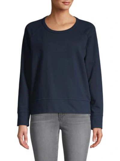 James Perse Roundneck Cotton Sweatshirt In Deep Blue