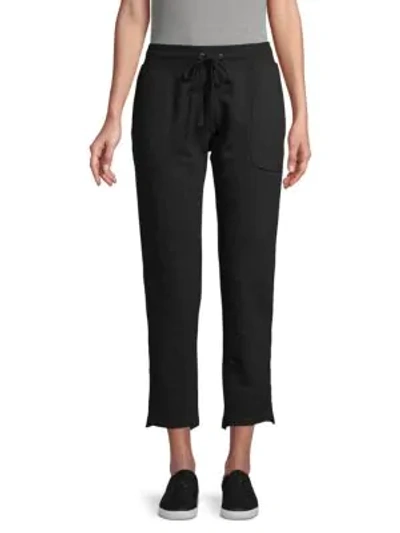 David Lerner Step-hem Cotton Cropped Pants In Black