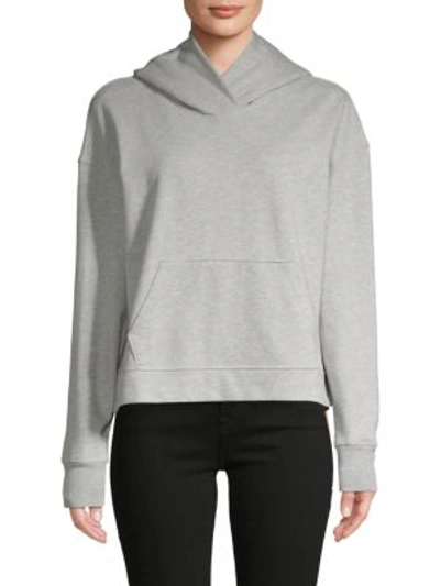 James Perse Dropped Shoulder Cotton-blend Hoodie In Heather Grey