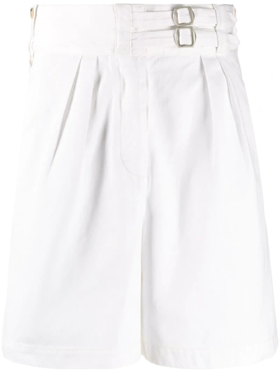 Lanvin High-waisted Belted Shorts In White